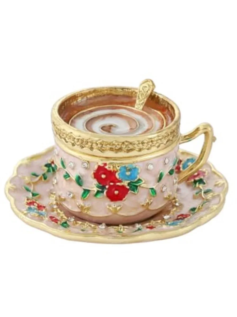 Crystal Coffee Cup Trinket Jewelry Box